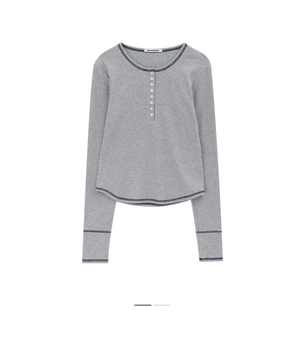 [MADE] Loate Henley Neck Stitch Long Sleeve Tee