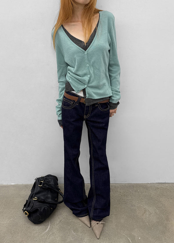 Tech stitch non-fade bootcut denim pants