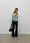 Tech stitch non-fade bootcut denim pants