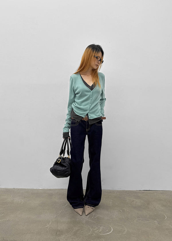 Tech stitch non-fade bootcut denim pants