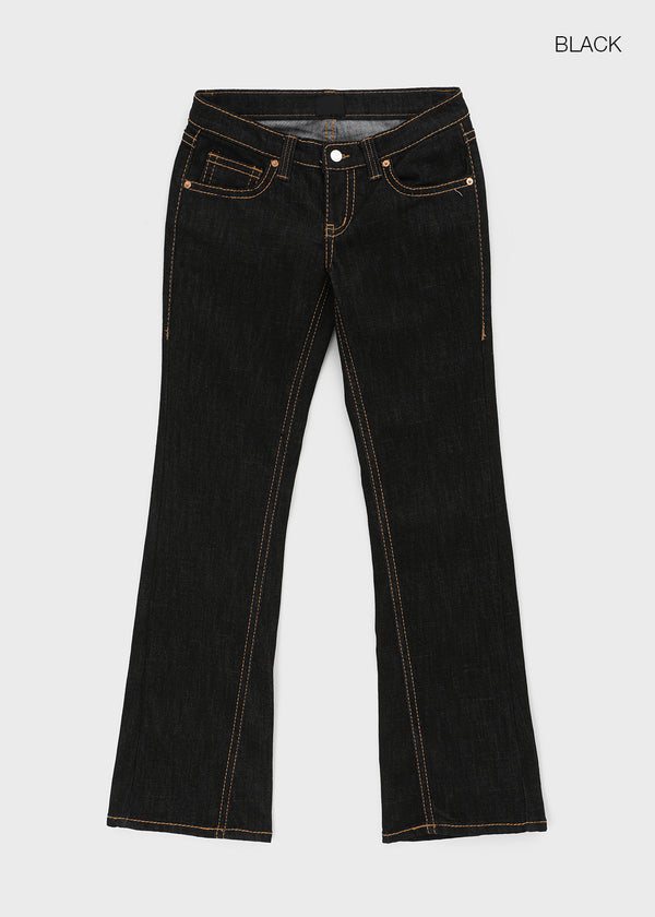Tech stitch non-fade bootcut denim pants