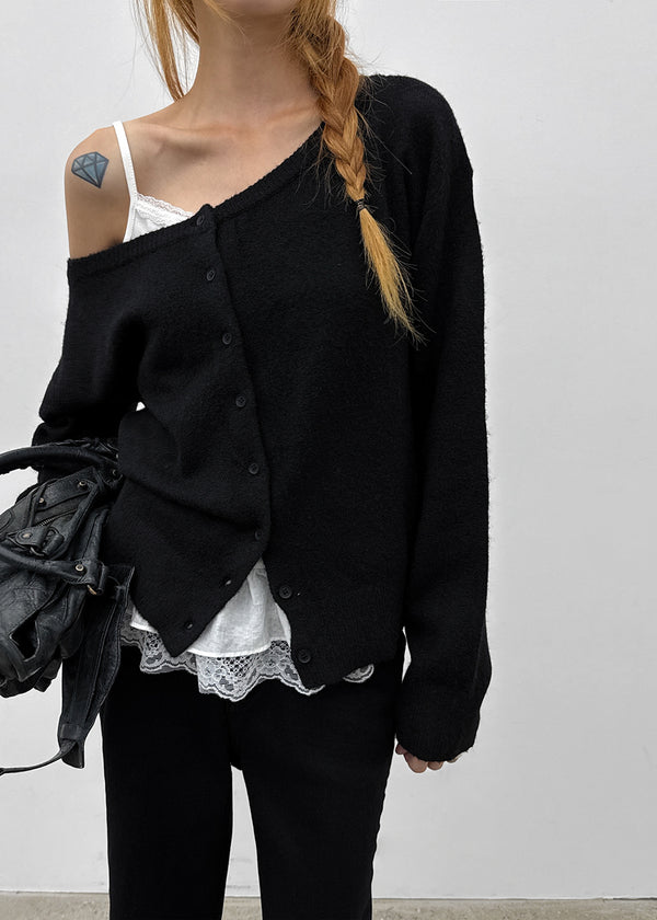 [MADE] Kimiu Wool Off-Shoulder Knit Cardigan