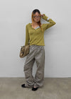 (UNISEX) SDU Washed Cut-out Cotton Pants