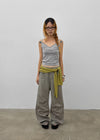(UNISEX) SDU Washed Cut-out Cotton Pants