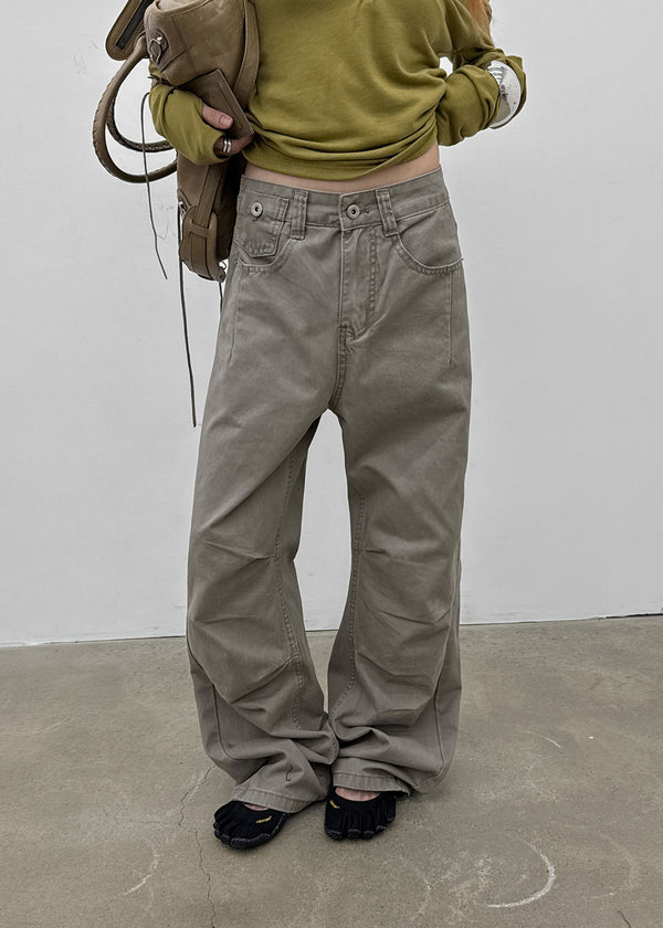 (UNISEX) SDU Washed Cut-out Cotton Pants