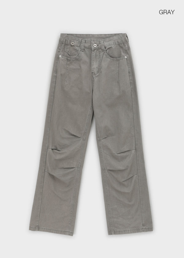 (UNISEX) SDU Washed Cut-out Cotton Pants