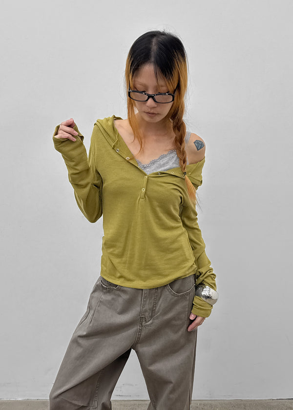 [MADE] Aki Hoodie Snap Long Sleeve T-Shirt