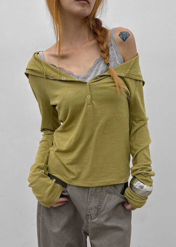 [MADE] Aki Hoodie Snap Long Sleeve T-Shirt