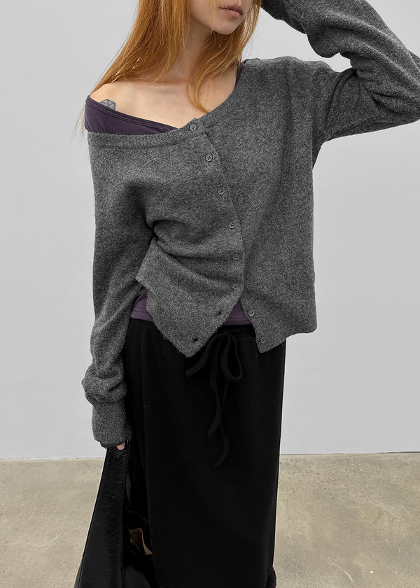 [MADE] Kimiu Wool Off-Shoulder Knit Cardigan