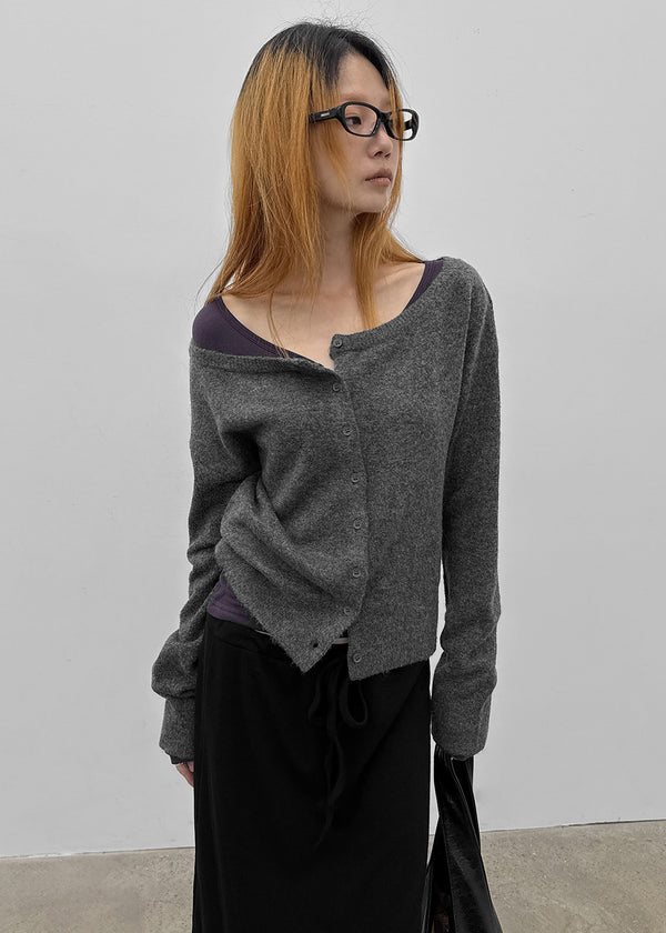 [MADE] Kimiu Wool Off-Shoulder Knit Cardigan