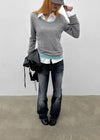 Baddie Low Washed Bootcut Denim Pants