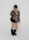 [MADE] Paette Camo Waffle Henley Neck Long Sleeve Tee