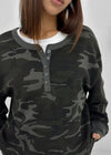 [MADE] Paette Camo Waffle Henley Neck Long Sleeve Tee