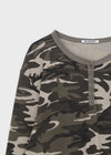 [MADE] Paette Camo Waffle Henley Neck Long Sleeve Tee