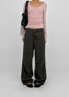 Mulberry Cut-out Washed Wide Pants