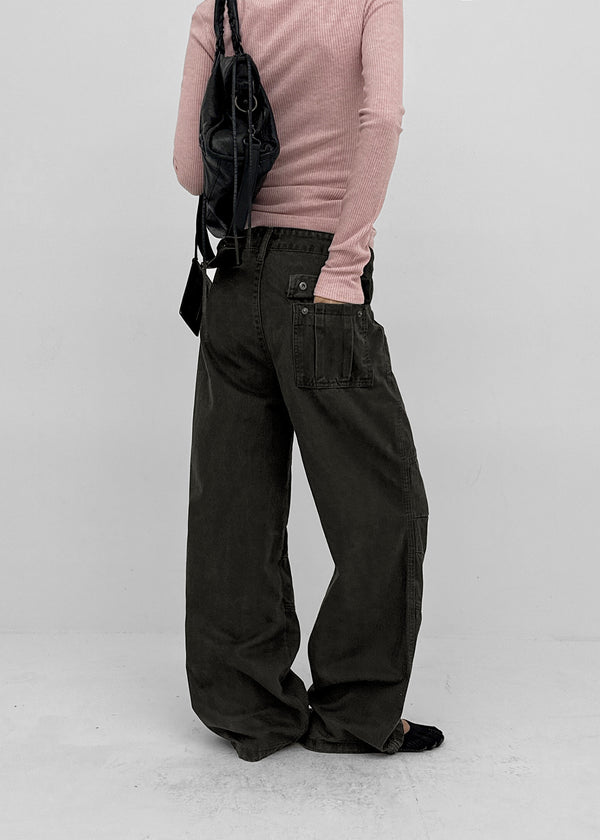 Mulberry Cut-out Washed Wide Pants