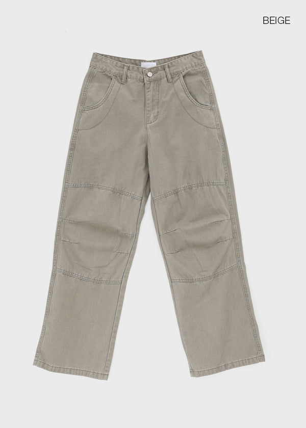 Mulberry Cut-out Washed Wide Pants