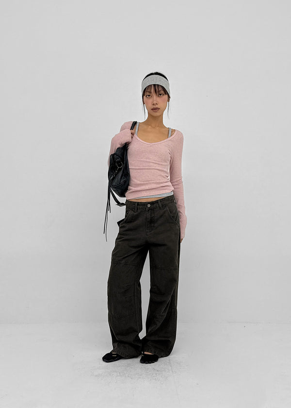 [MADE] Liav Knit-like V-neck Long Sleeve Tee