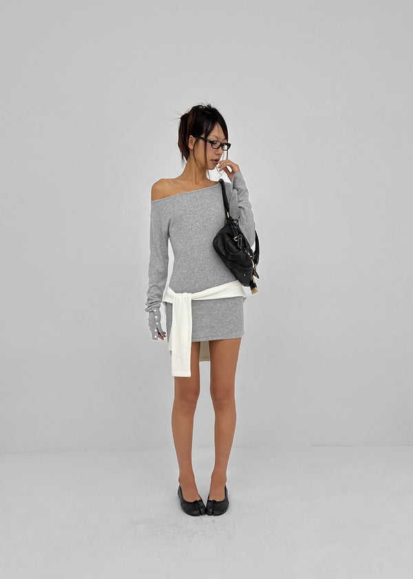 [MADE] Netia Boat Neck Ribbed Long Sleeve Tee