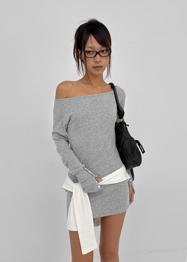 [MADE] Netia Boat Neck Ribbed Long Sleeve Tee