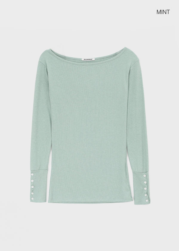 [MADE] Netia Boat Neck Ribbed Long Sleeve Tee