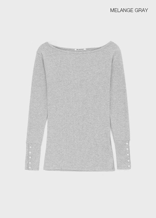 [MADE] Netia Boat Neck Ribbed Long Sleeve Tee
