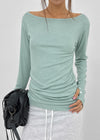 [MADE] Netia Boat Neck Ribbed Long Sleeve Tee