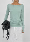 [MADE] Netia Boat Neck Ribbed Long Sleeve Tee