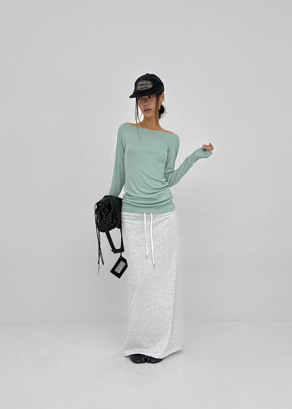 [MADE] Netia Boat Neck Ribbed Long Sleeve Tee