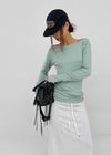 [MADE] Netia Boat Neck Ribbed Long Sleeve Tee