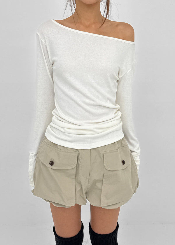 [MADE] Netia Boat Neck Ribbed Long Sleeve Tee