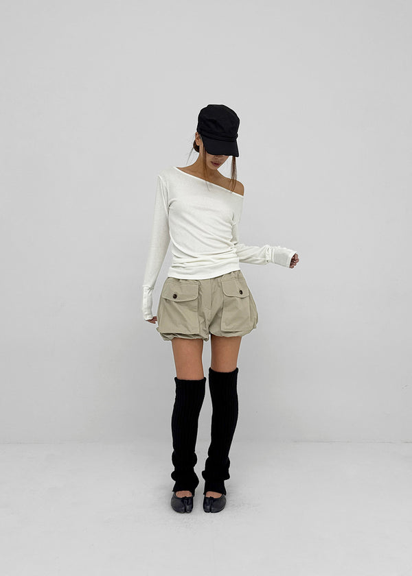 [MADE] Netia Boat Neck Ribbed Long Sleeve Tee