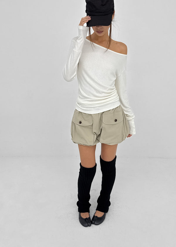 [MADE] Netia Boat Neck Ribbed Long Sleeve Tee