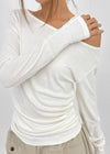 [MADE] Netia Boat Neck Ribbed Long Sleeve Tee