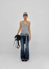 Kitsch low-waist back-pocket bootcut denim pants