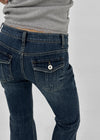 Kitsch low-waist back-pocket bootcut denim pants