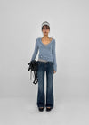 Kitsch low-waist back-pocket bootcut denim pants