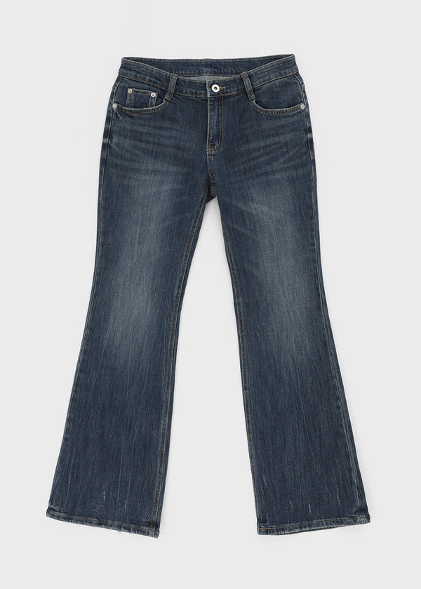 Kitsch low-waist back-pocket bootcut denim pants