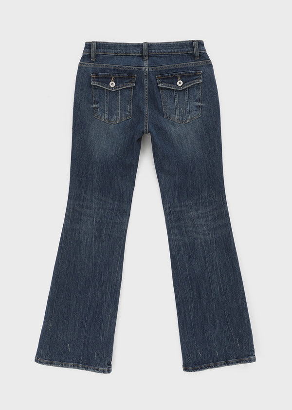 Kitsch low-waist back-pocket bootcut denim pants
