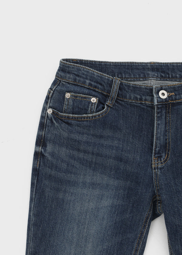 Kitsch low-waist back-pocket bootcut denim pants