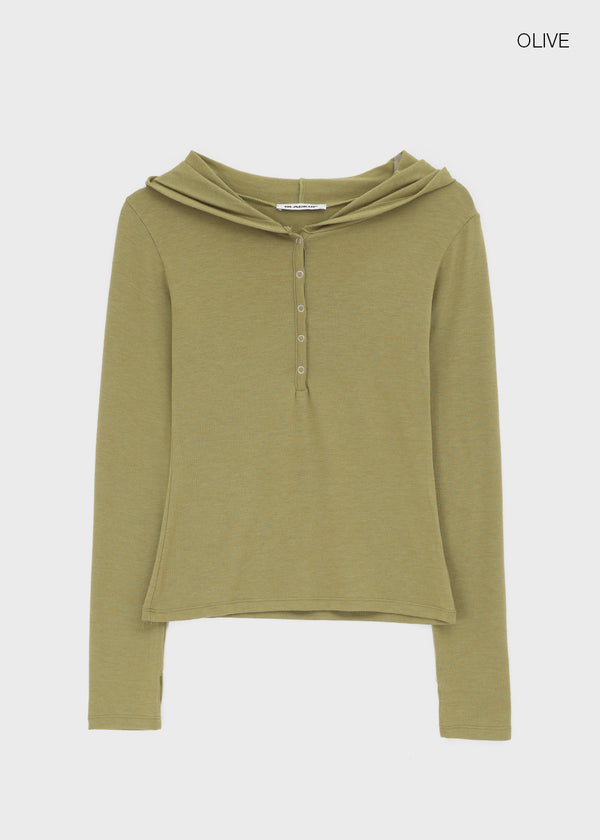 [MADE] Aki Hoodie Snap Long Sleeve T-Shirt