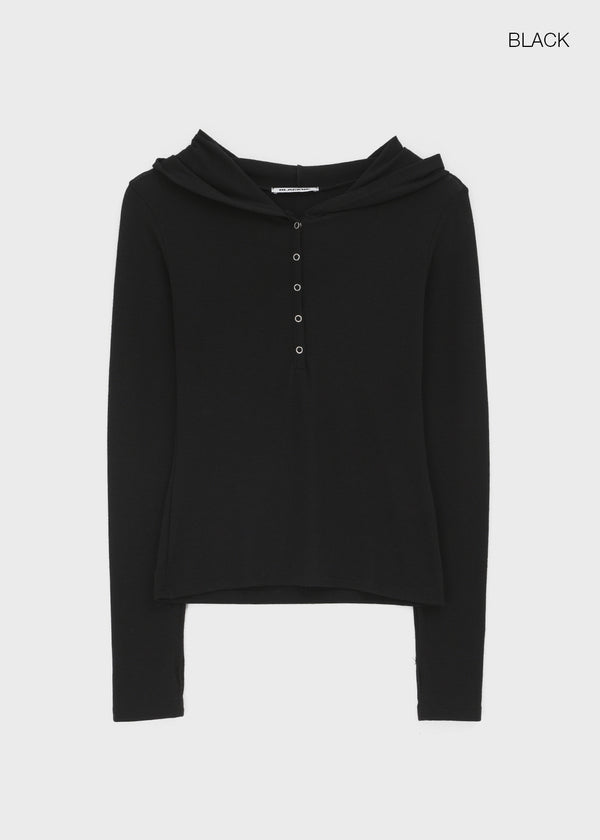 [MADE] Aki Hoodie Snap Long Sleeve T-Shirt