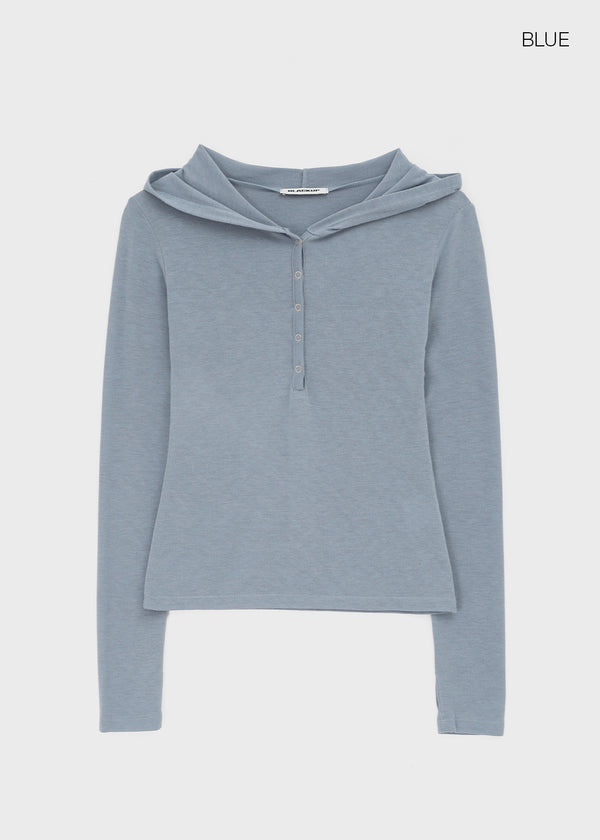 [MADE] Aki Hoodie Snap Long Sleeve T-Shirt