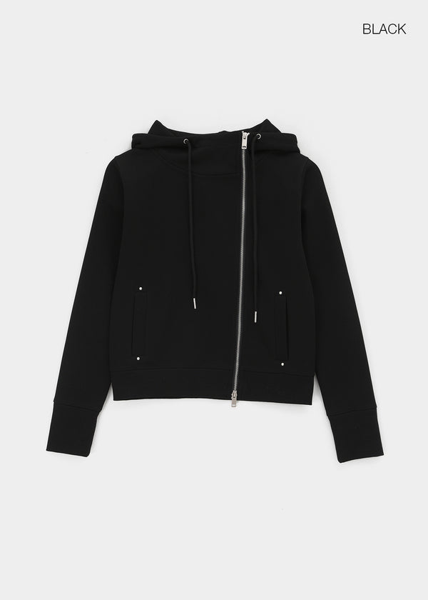 [MADE] Saniang Asymmetrical Rivet Zip-up Hoodie