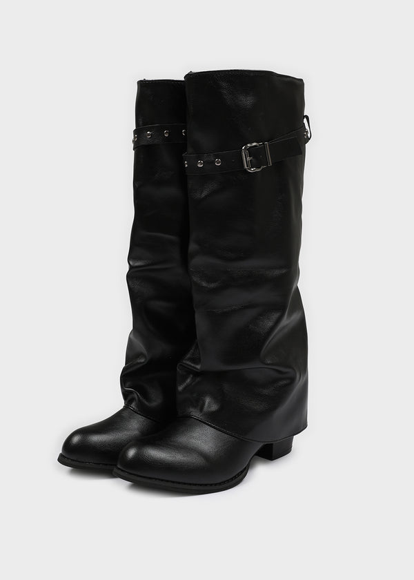 Avie folding buckle long boots