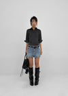 [MADE] Bylon Low-Waist Denim Mini Skirt Pants