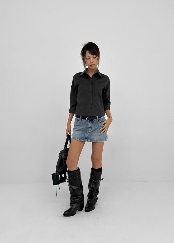 [MADE] Bylon Low-Waist Denim Mini Skirt Pants
