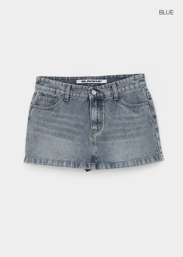 [MADE] Bylon Low-Waist Denim Mini Skirt Pants