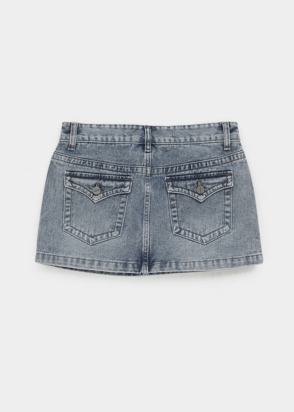 [MADE] Bylon Low-Waist Denim Mini Skirt Pants