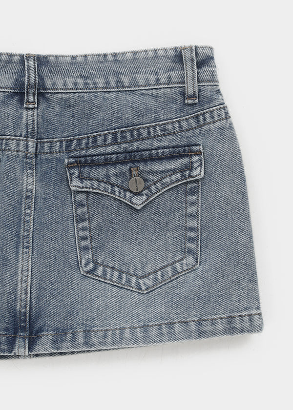[MADE] Bylon Low-Waist Denim Mini Skirt Pants